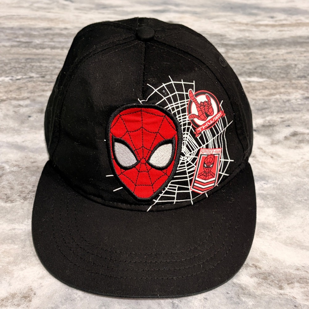 Marvel Spider-Man Snapback Hat Black Embroidered Web Thwip Baseball Cap "Adjust"